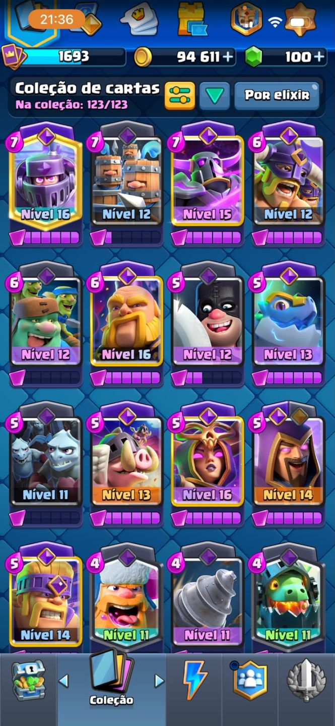 CONTA CLASH ROYALE | 123/123 CARTAS | CARTAS NÍVEL 16 + HERÓIS + EVOLUÇÕES