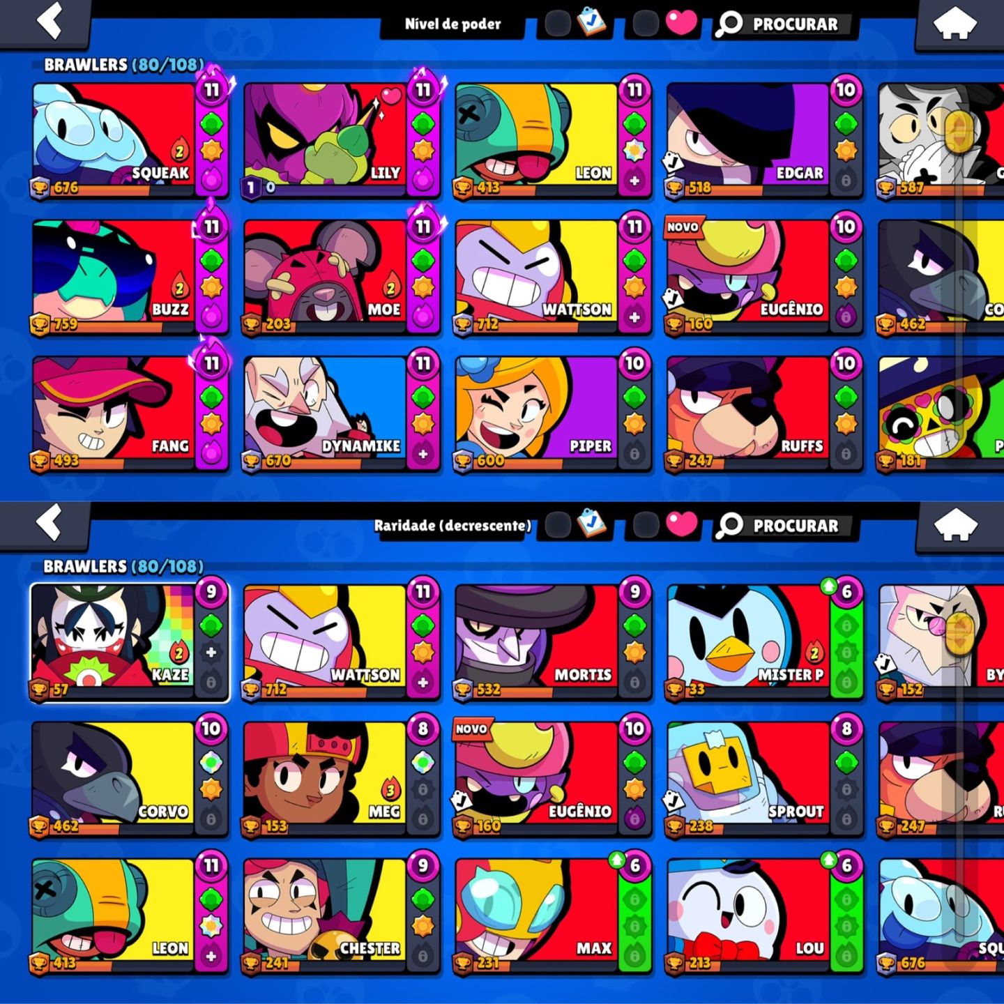 CONTA DE BRAWL STARS 17K DE TROFEUS |80 BRAWLERS | 4 SKIN DE HIPER