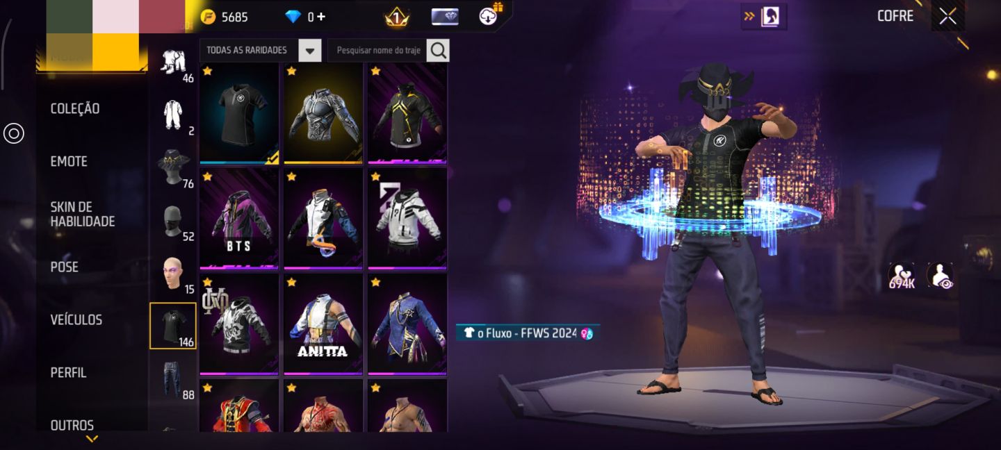 Conta Free fire - Camisa rara do fluxo e parceria Naruto