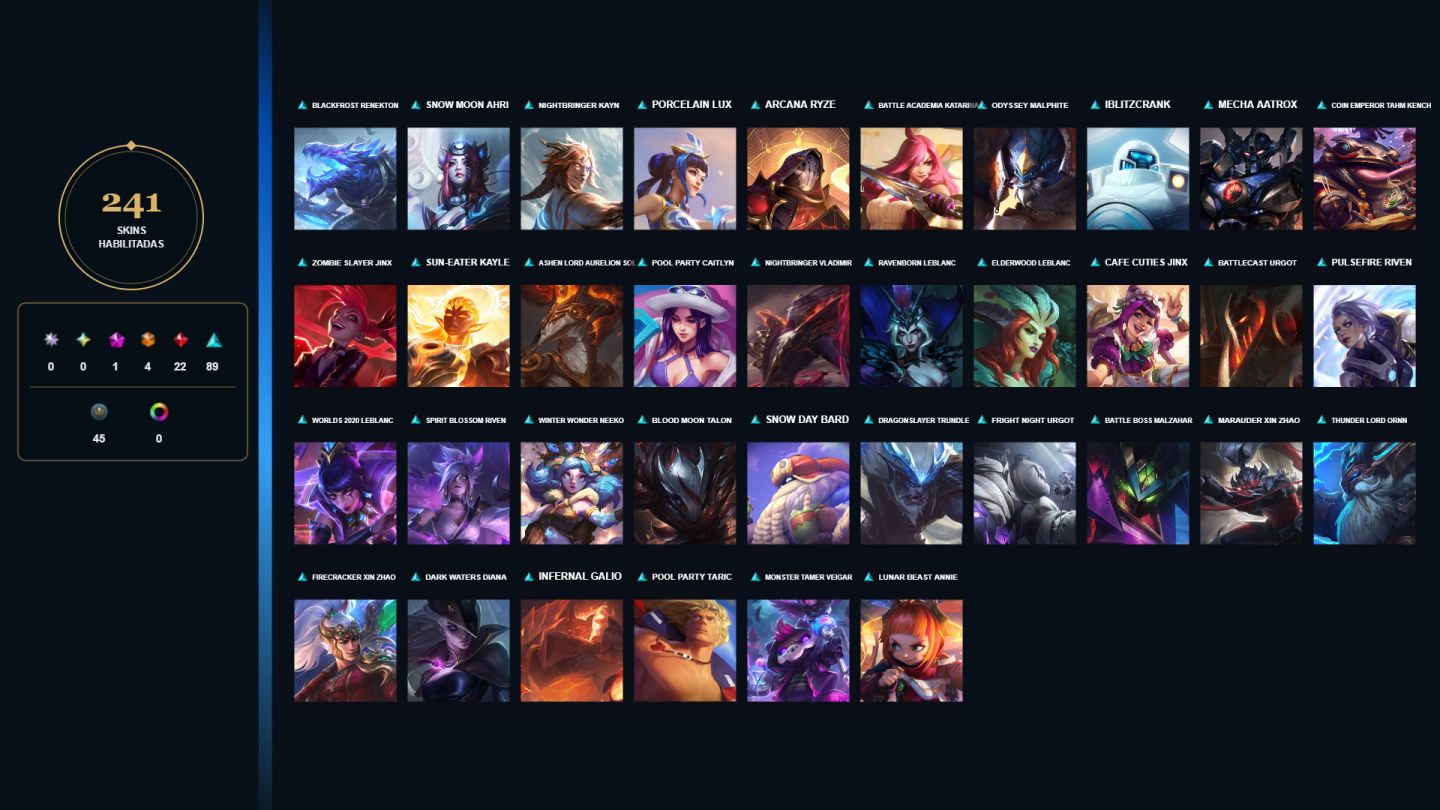 241+ SKINS: 4 ULTIMATES | 22 LENDARIAS | 89 EPICAS E MT MAIS! (FA) ELO: PLATINA