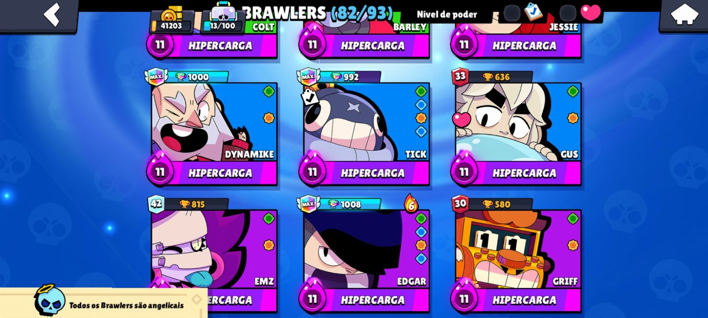 CONTA BRAWL STARS 88 BRAWLERS MUITO UPADA (OLHE DESCRIÇÃO)