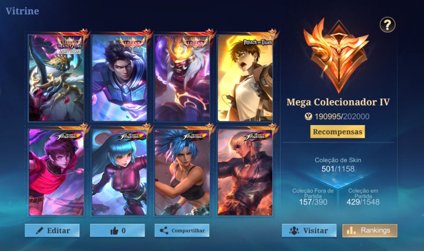 Conta MLBB, skin do alpha legend e muito mais