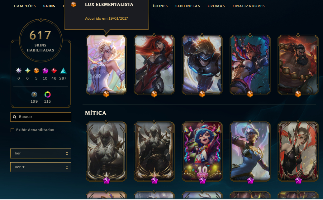 Conta do Lol COM 617 SKINS