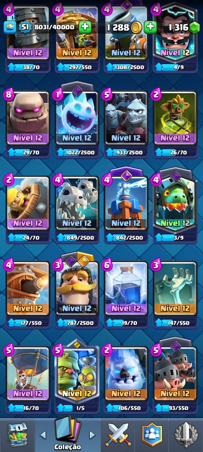 Conta de Clash Royale Upada, com 10K de troféus e com muitas evoluções