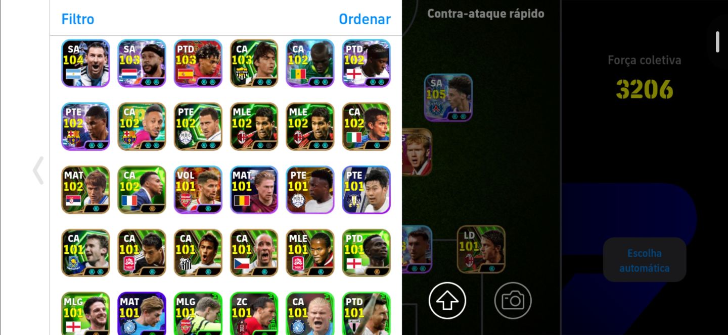 Conta Efootball Ios Android Kaka 107 do Brasil, ney raro de 2014 do pack!
