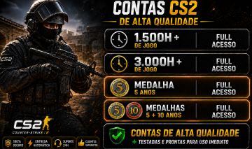 CONTAS CS2 COM HORAS | MEDALHAS - ENTREGA AUTOMÁTICA