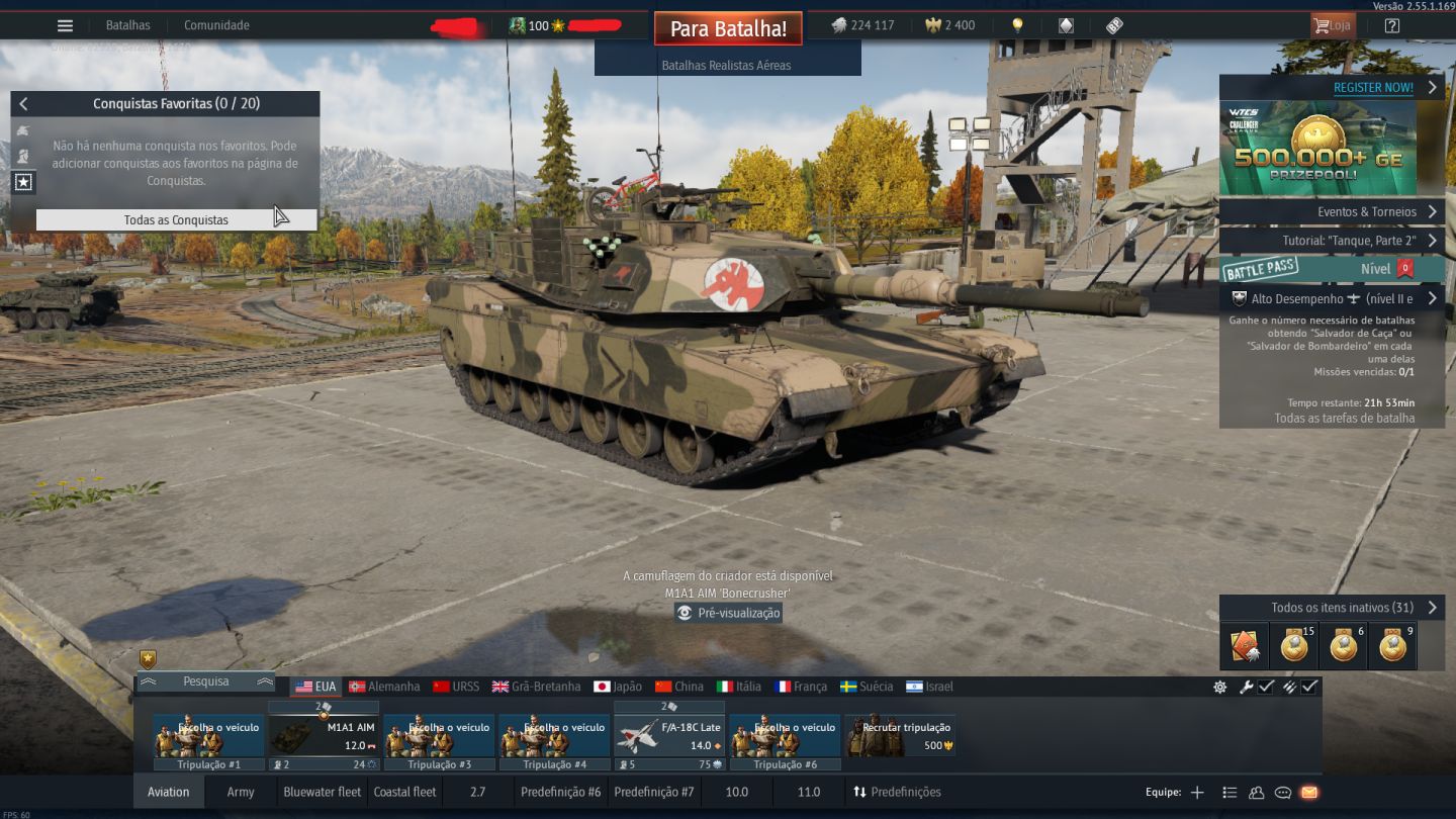 CONTA WAR THUNDER TIER ALTO | EUA + CHINA - TANQUE E JATO | F-4S PREMIUM