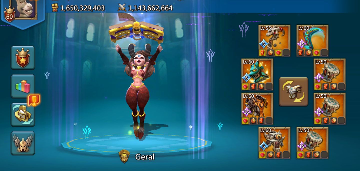 Conta RL 1154% , Mana lv1 , Fam pago, Mix 800% Full mítica com Champ Lendário