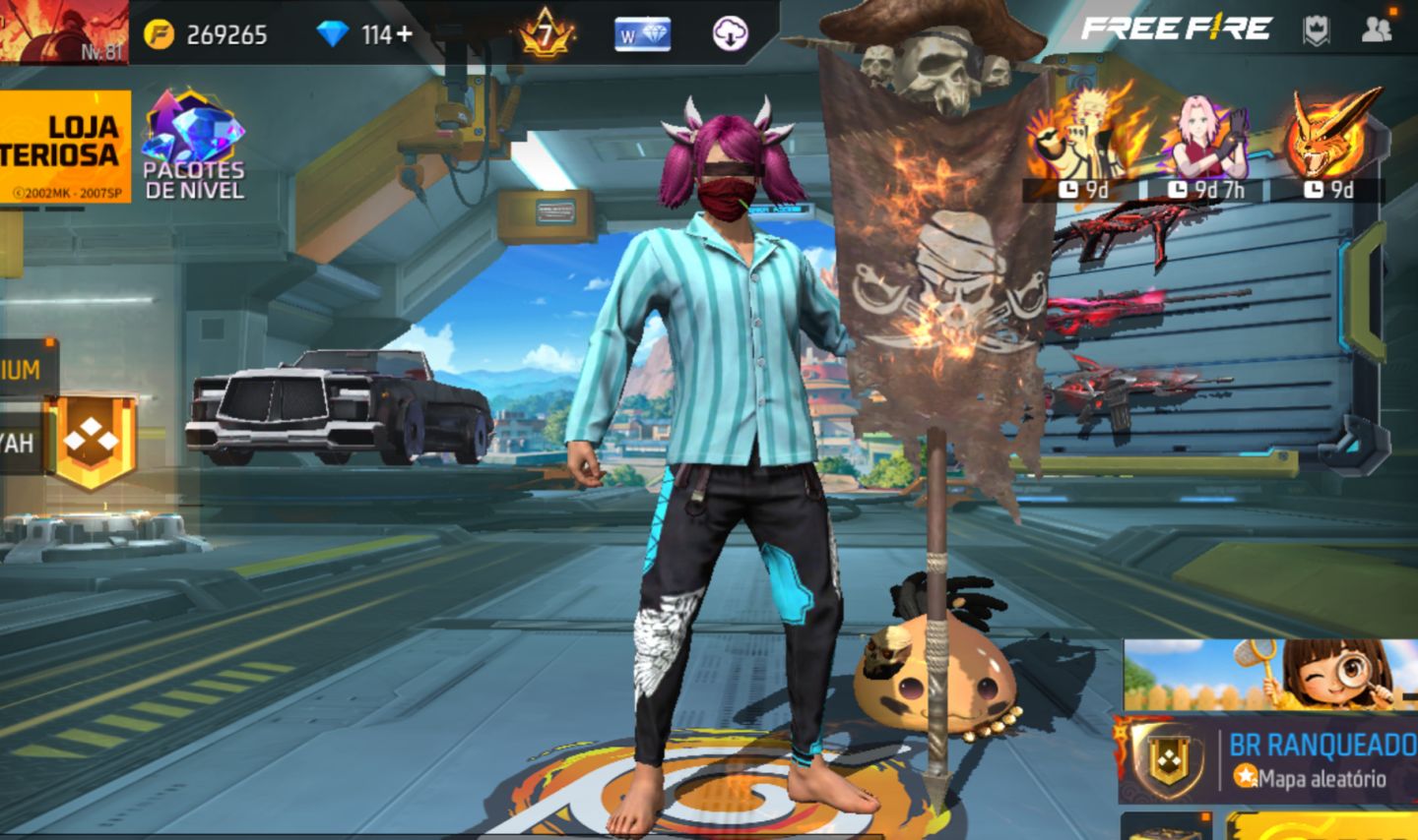 CONTA FREE FIRE COM RAGNAROK, SEM NENHUM EMAIL DE RECUPERAÇÃO