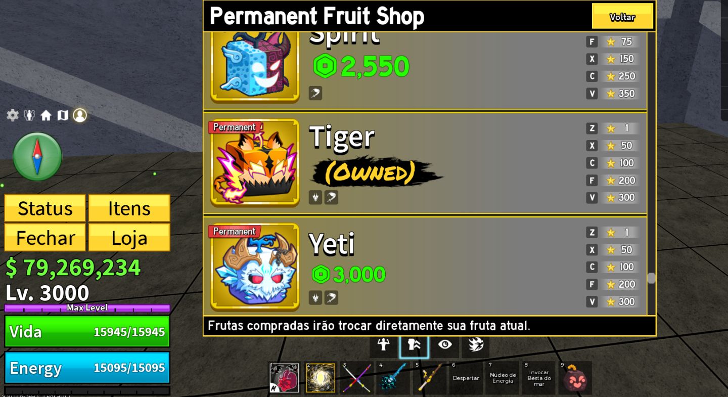 CONTA BLOX FRUITS LEVEL 3000 | 16 PERMS | TODAS AS GAMEPASSES | 6 V4 FULL