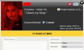 Conta IMVU Criadora 13 anos com 650 itens na loja