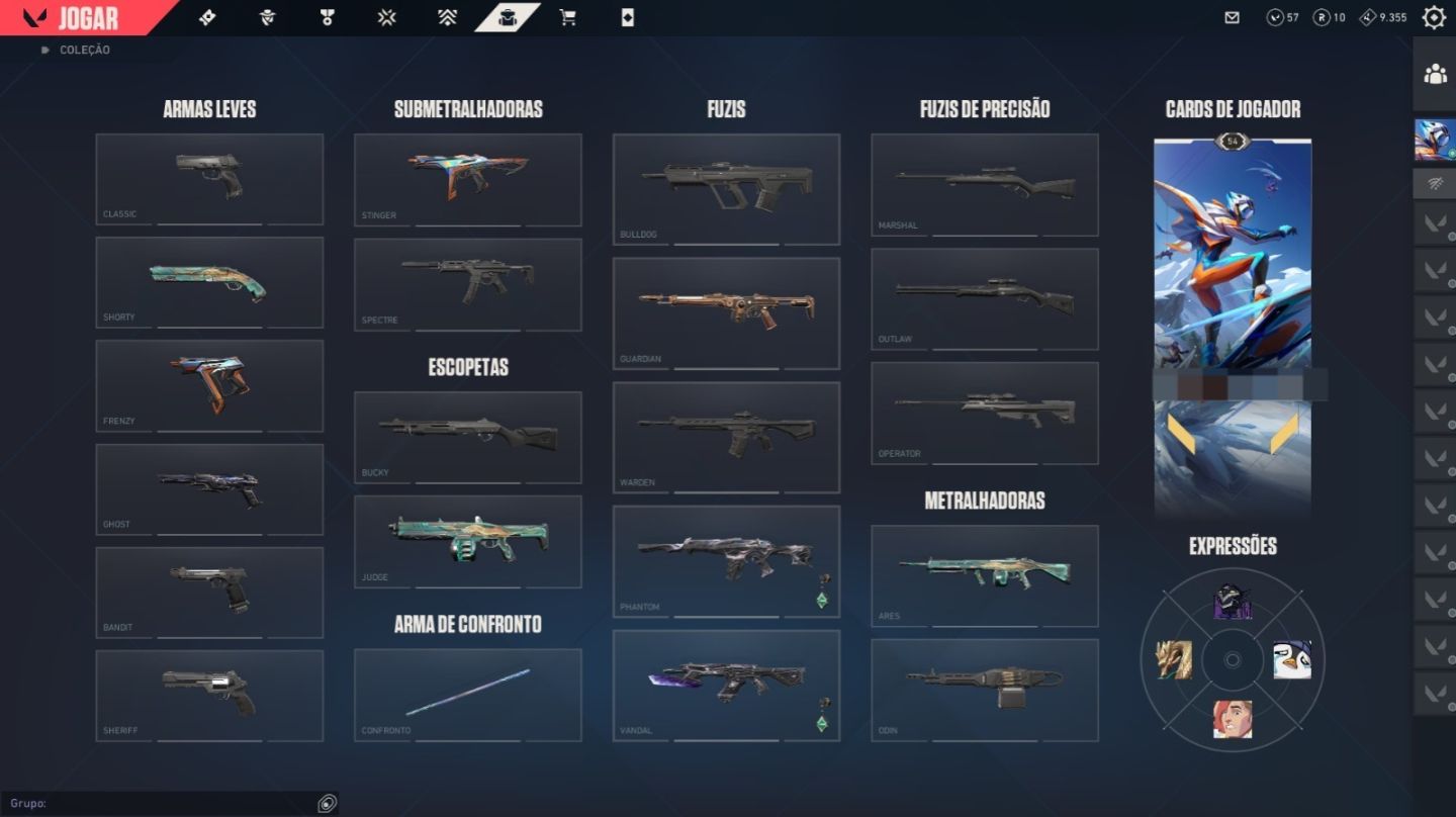 CONTA VALORANT EX ASCENDENTE COM 4 SKINS DE VANDAL, 4 SKINS DE FACA E MT +