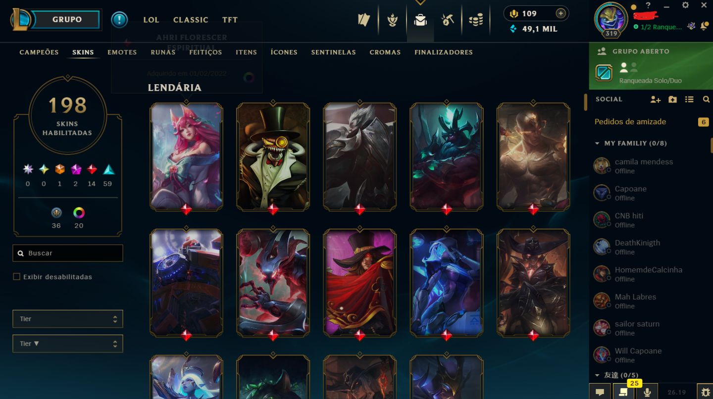 Conta LOL Mono Zed, Yasuo e Yone.