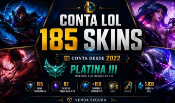 CONTA LEAGUE OF LEGENDS 185 SKINS | CONTA DESDE 2022 | VENDA SEGURA