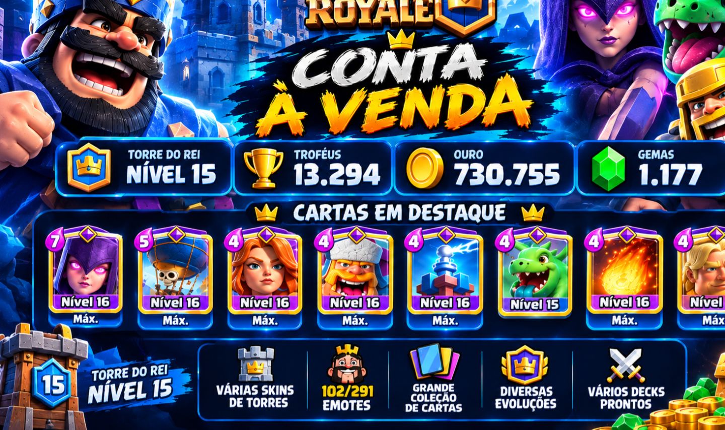 CONTA CLASH ROYALE FULL LVL 27 | 13K TROFÉUS | CARTAS LVL 16