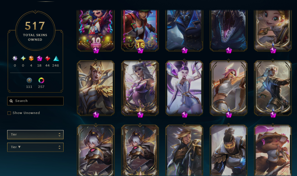 CONTA MAIN VALORANT LOL TFT COM SKINS RARAS