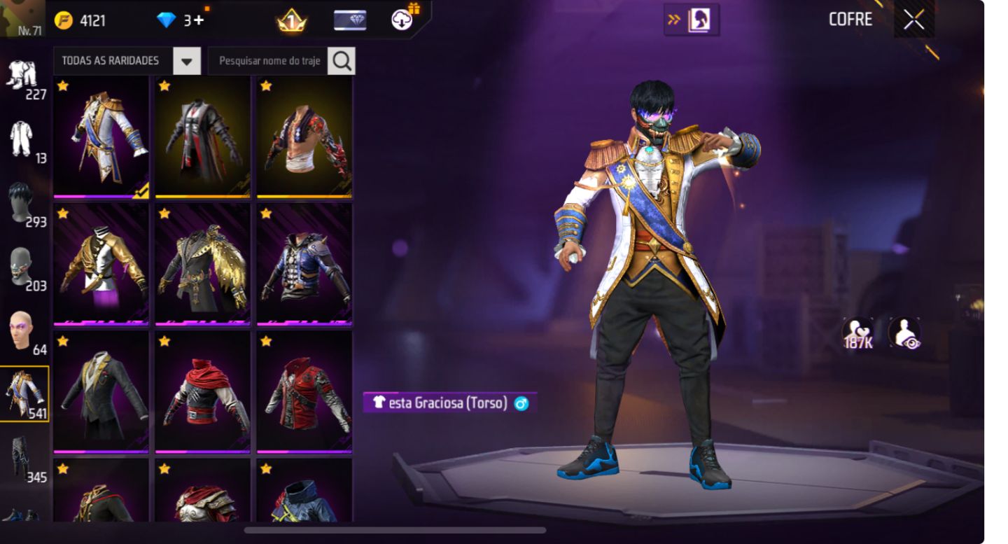 CONTA DE FREE FIRE | MUITO GEMADA | 541 PEITORAIS | MUITOS PASSES + LVL ALTO