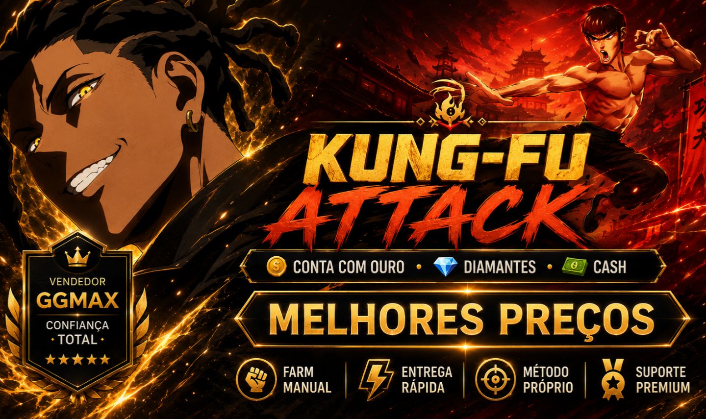 CONTA KUNG-FU ATTACK | OURO + DIAMANTE + CASH | ANDROID APENAS