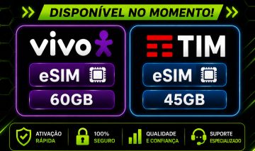 Chips eSIM já com internet (Vivo e Tim)