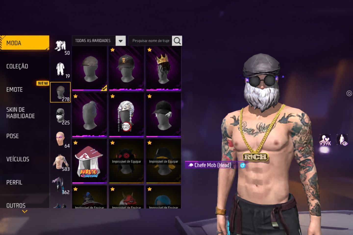 CONTA DE FREE FIRE GEMADA COM 4 PASEE