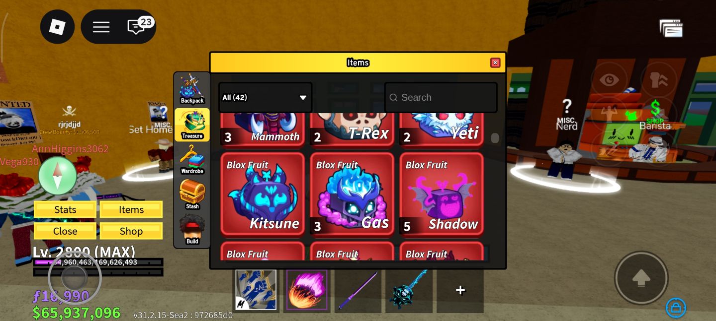 Conta blox fruits com game pass e frutas super raras