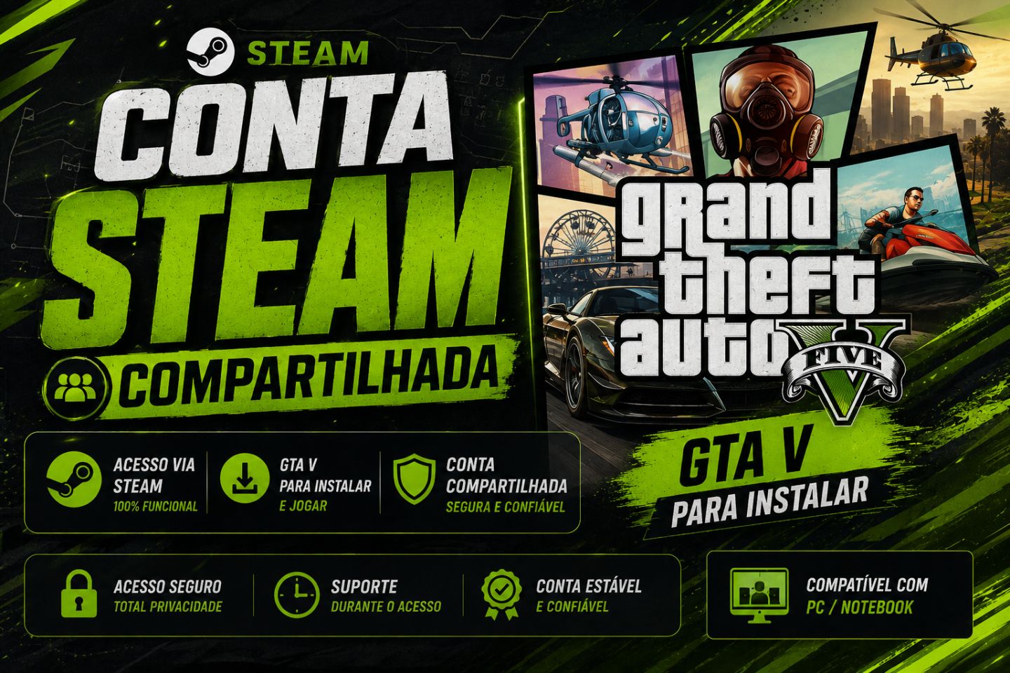 CONTA STEAM P/INSTALAR GTAV (Compartilhada)