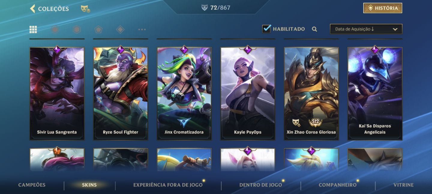 Conta Wild Rift Nv128 Desafiante na última season,com skins tops