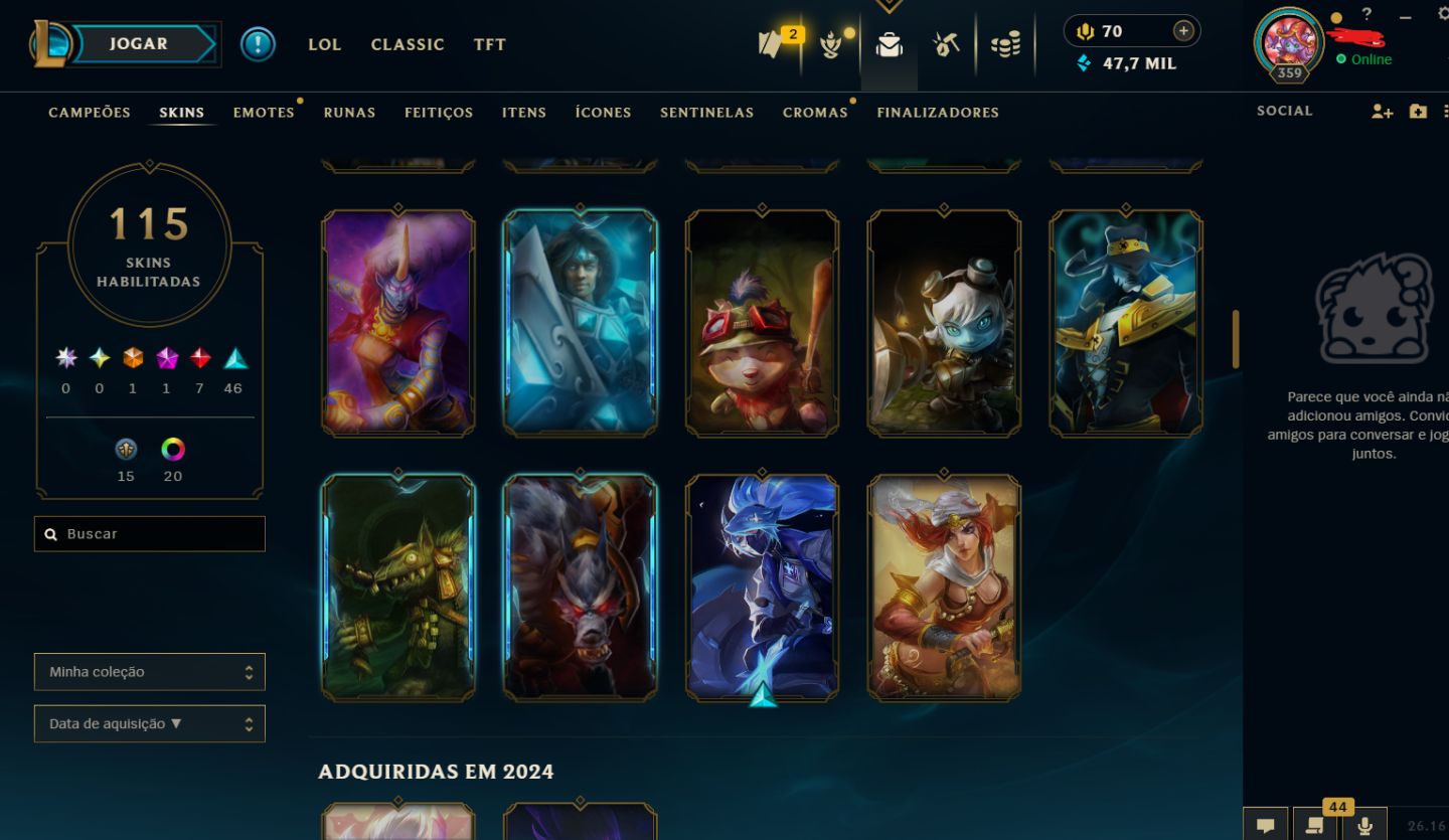 CONTA RIOT PREMIUM: LOL DIAMANTE 4 + CONTA VALORANT BONUS(gratis (2 skins clean)