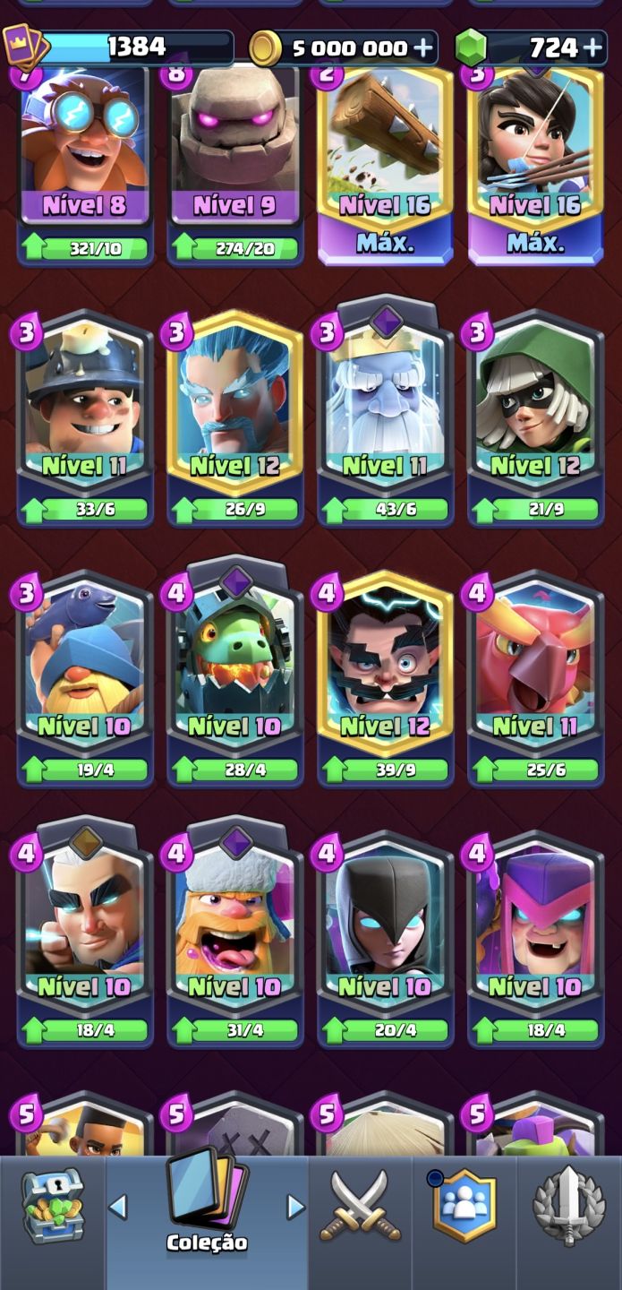 Conta Clash Royale criada desde 2016 e nível máximo
