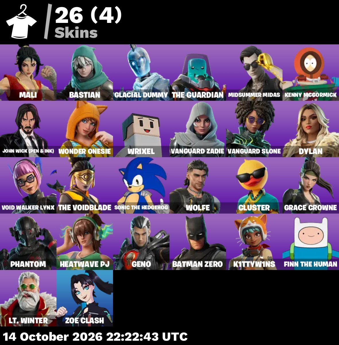 26 Skins fortnite, algumas raras, ótimo preço