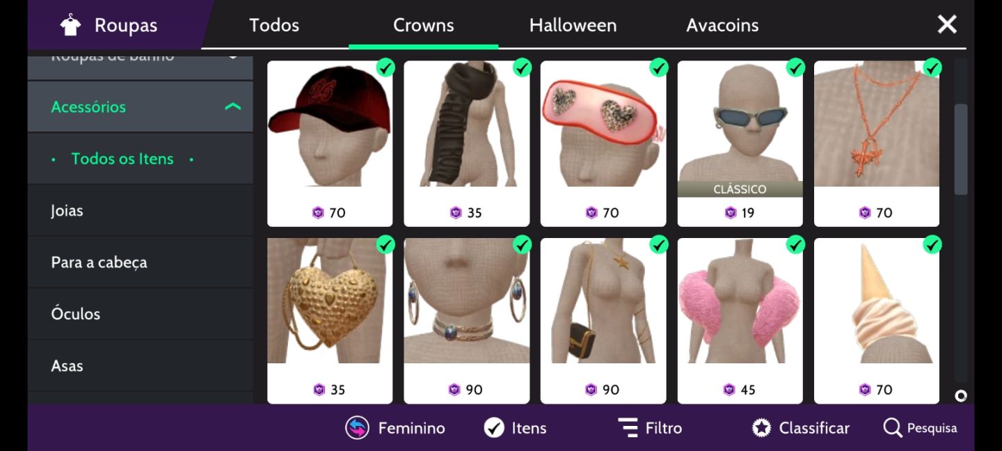 Conta avakin life. Level 53, 70k de Dima, vários itens em crowns.