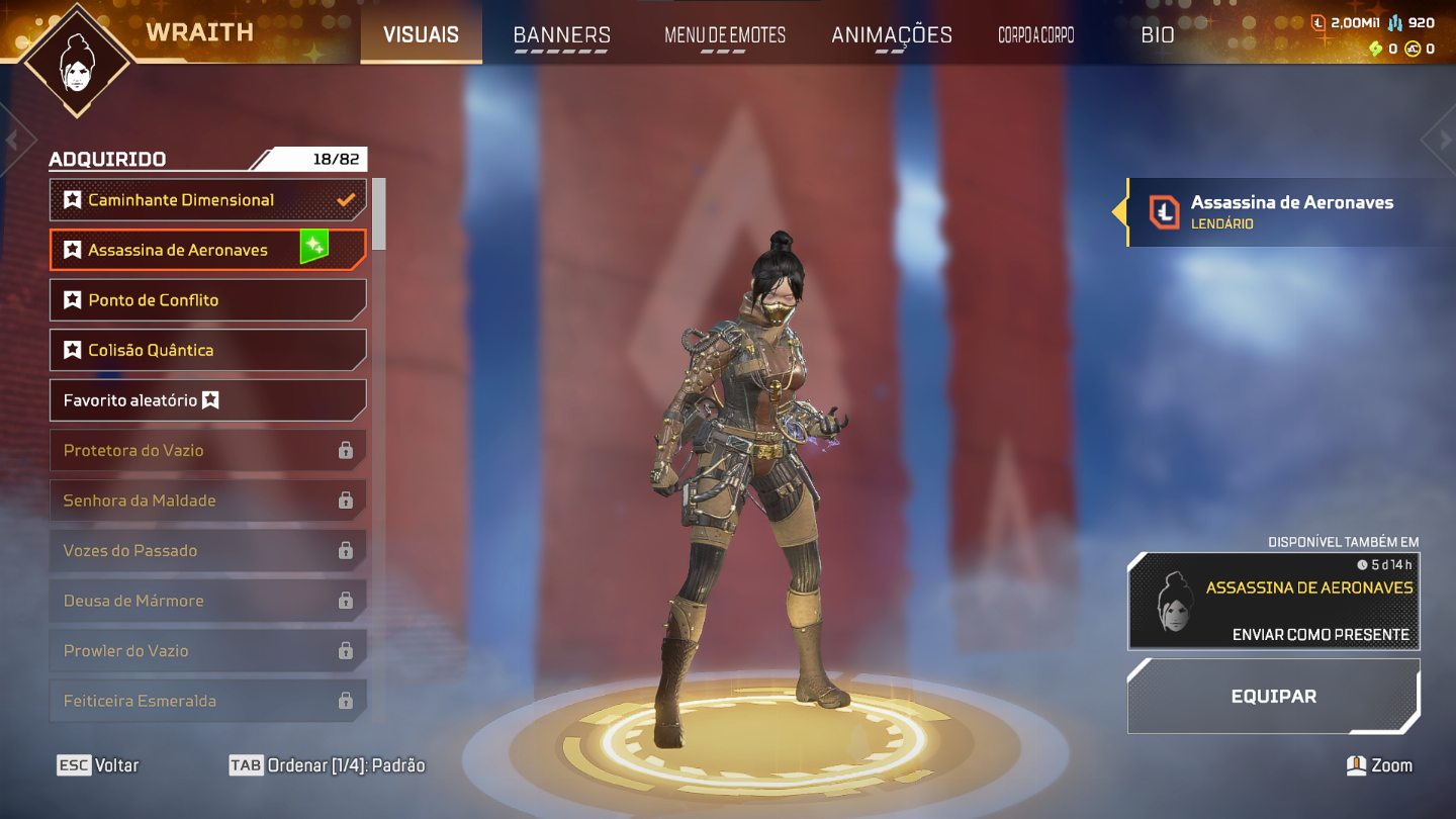 CONTA APEX LEGENDS HERANÇA RECOLOR WRAITH