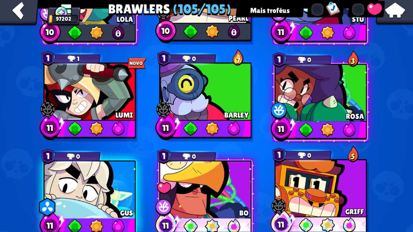 CONTA BRAWL STARS 97K TROFÉUS | +440 SKINS EXCLUSIVAS | TODAS AS HIPERCARGAS