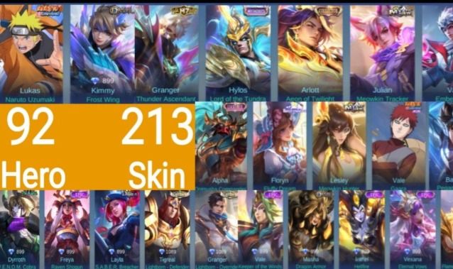 Conta Mobile Legends | 213 Skins | 92 Heróis | Collector Arlot + 600 Dimas