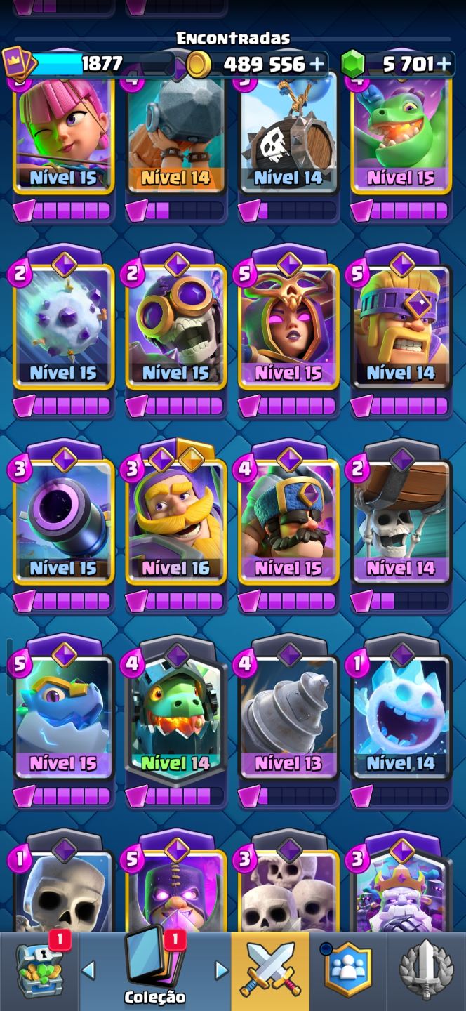 CONTA 2 EM 1! CLASH ROYALE FULL EVOSMÁXIMO+CLASH OF CLANSCV11 MAX5500+GEMAS