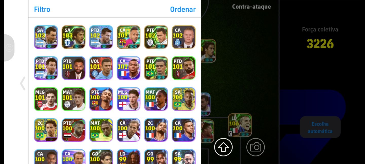 Conta efootball mobile/balé 108,puyol 107,rosicky 106,cannavaro106