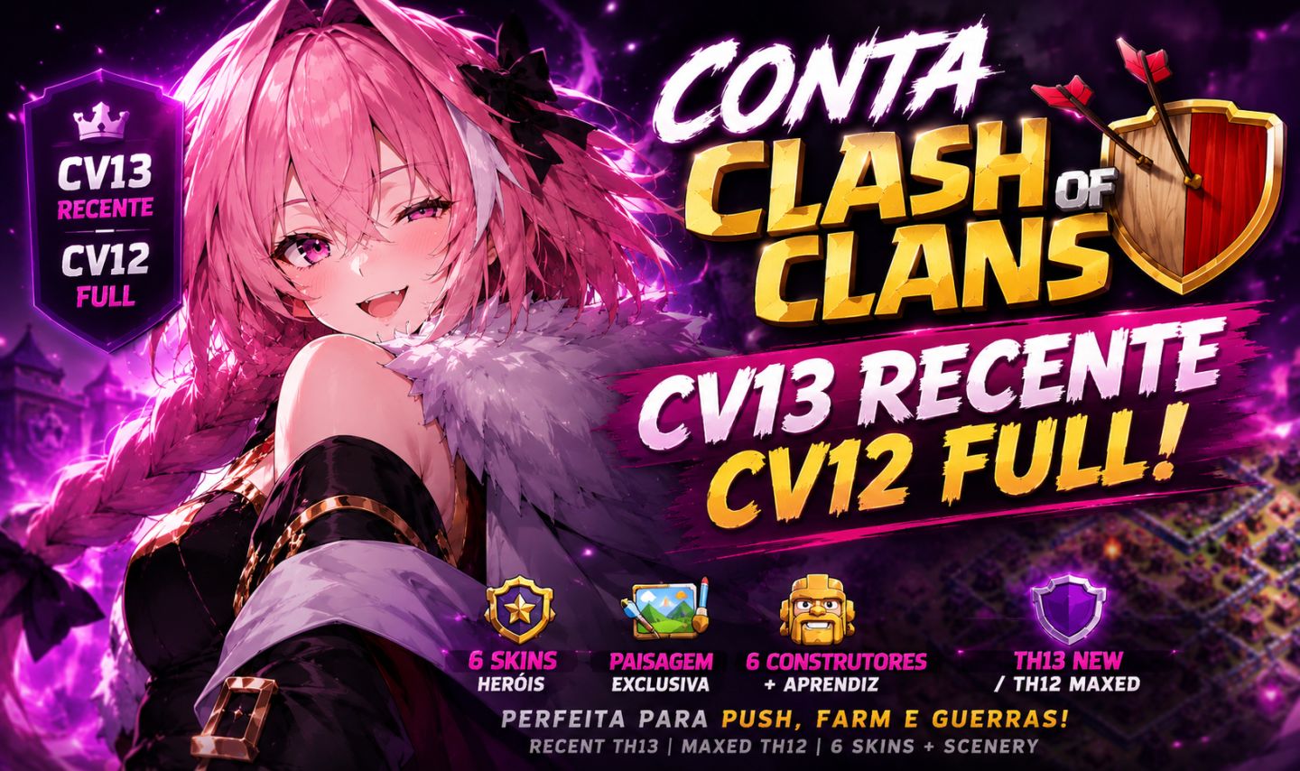 CV13 RECENTE | CV12 FULL | 6 SKINS + PAISAGEM | TH13 NEW / TH12 MAXED