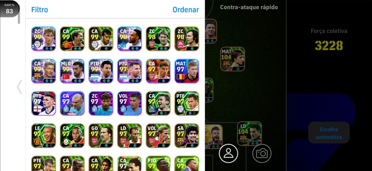 CONTA EFOOTBALL +3220 FORÇA, CONTA COLECIONADOR, VARIAS CARTAS ANTIGAS