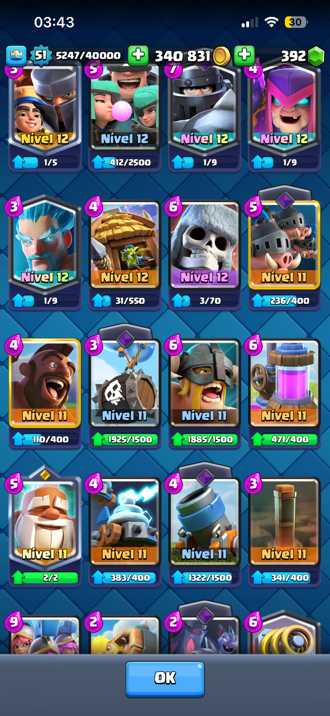 Conta Clash Royale com 10k de troféus, emotes, 1k gasto na conta