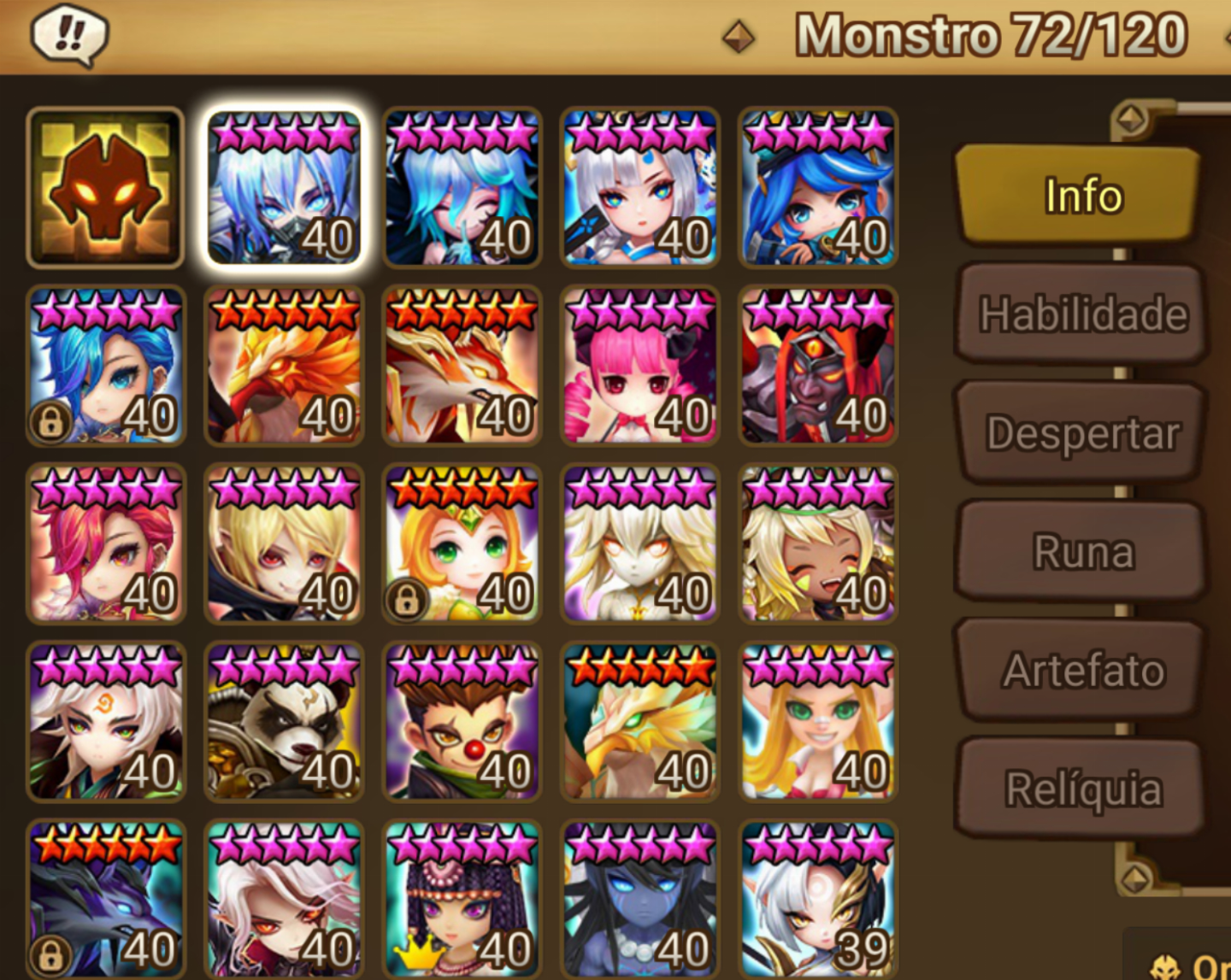Conta Lv71 C/ Nephtys, Betta e Leah e outros Nat5, Runas Base feitas