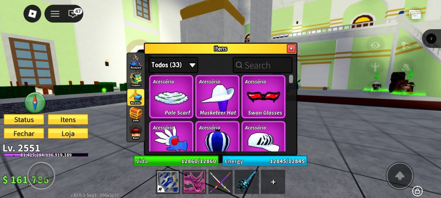 CONTA FOCADA EM BLOX FRUIT COM 4 RAÇAS V3, 3 FRUIT STORAGE E OUTROS GAME PASS