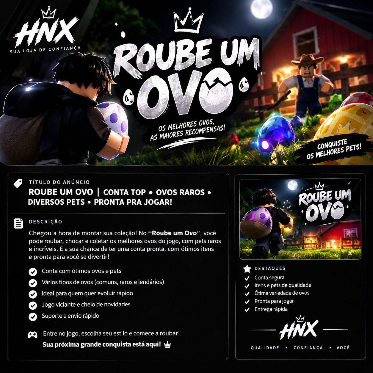 ROUBE UM OVO | OVOS RAROS | PETS | CONTA PRONTA PARA JOGAR