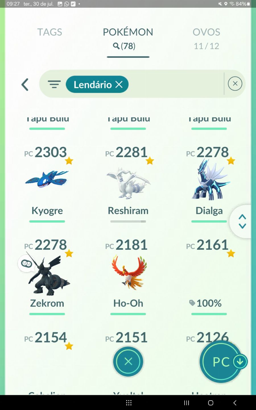 Conta de pokemon go de 2016