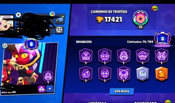 CONTA BRAS STARS 76 BRAWLERS 17K DE TROFÉUS E 8 PRESTÍGIOS