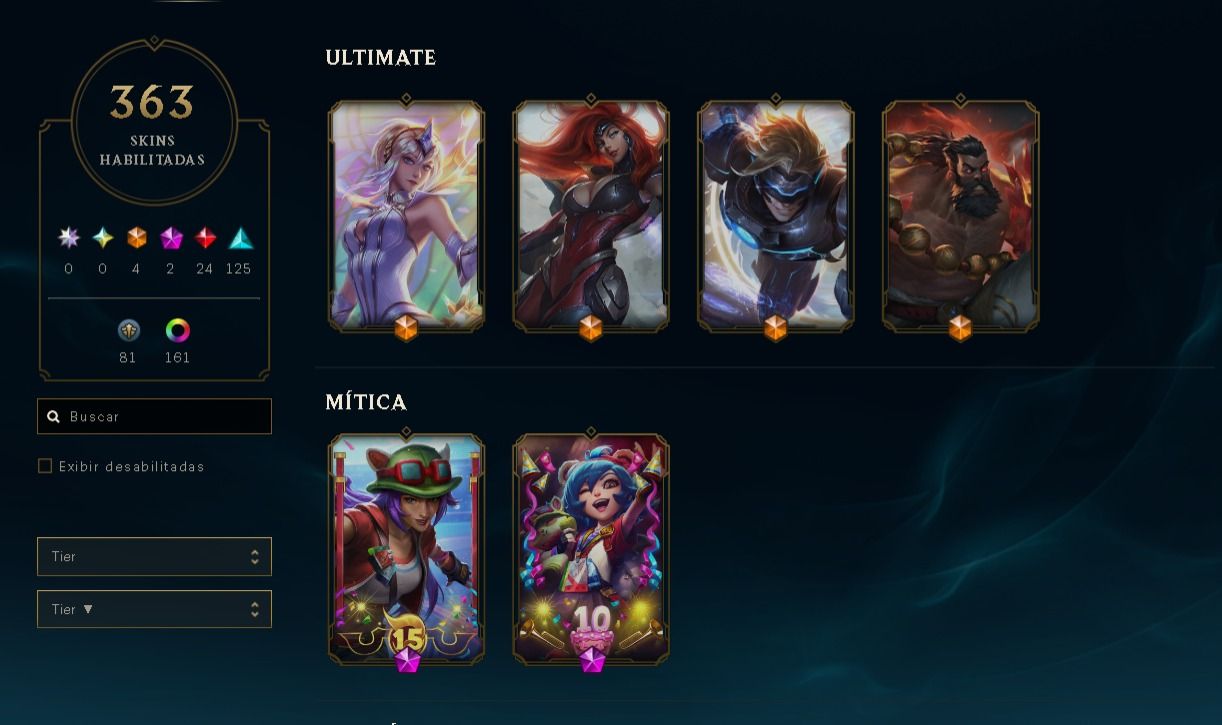 CONTA DE LOL//362 SKINS//ESMERALDA1/PLAT4//TODOS OS CHAMPS//
