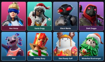 Conta 9 Skins - NEO VERSA - SANTA DOGG - DARK DOGGO - BLACK MANTA - AXO