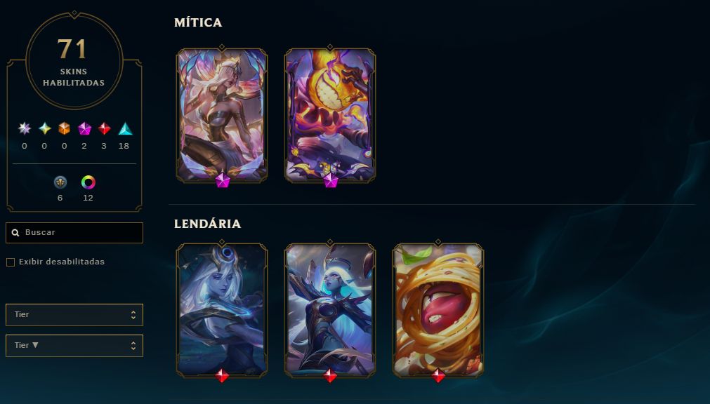 Conta league of legends 71 Skins