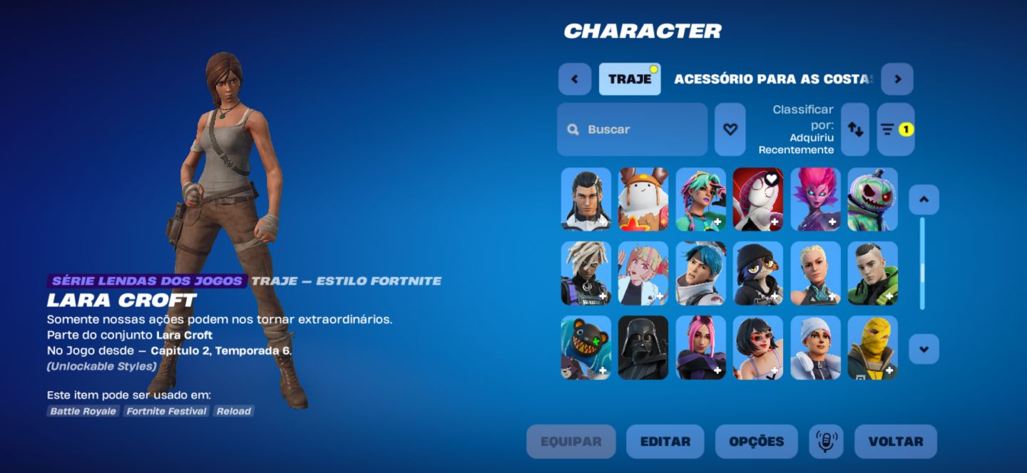 Conta de fortnite rara com 211 skins e laracroft! Salve o mundo!
