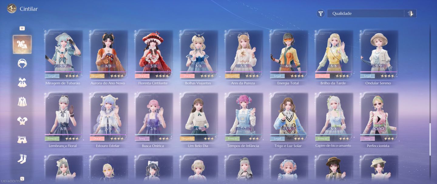 Conta Infinity Nikki - Rank 71 - 8 looks completos, 3 limitados