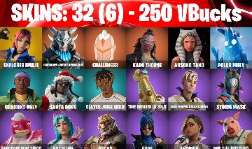 CONTA FORTNITE COM 32 SKINS JUICE WRLD/AHSOKA/SNOOP/OMEGAROK/POLAR PEELY/THORNE